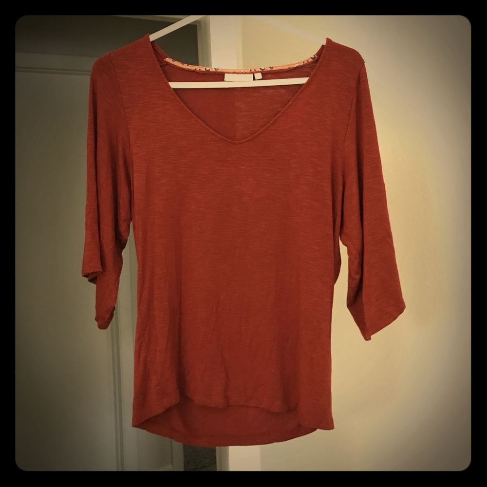 Maroon 3/4 sleeve blouse