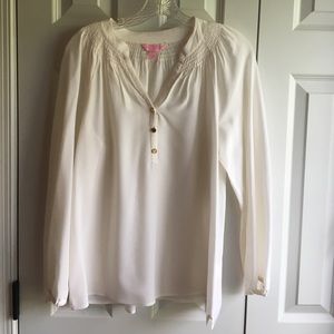 White silk Lilly Pulitzer Elsa blouse!