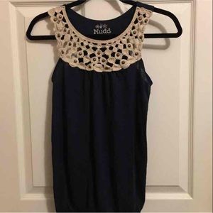 Navy Tank w/ Crochet Detail