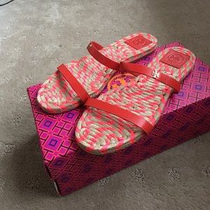 Tory Burch Two-Band Flat Espadrille Slide