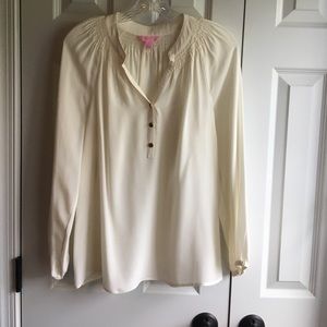 Cream Lilly pulitzer silk Elsa blouse