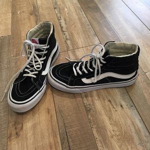 black and white high top vans
