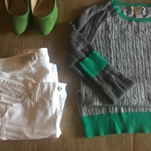 Green / Tonal grey sweater