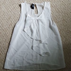 White sheer tank with bow