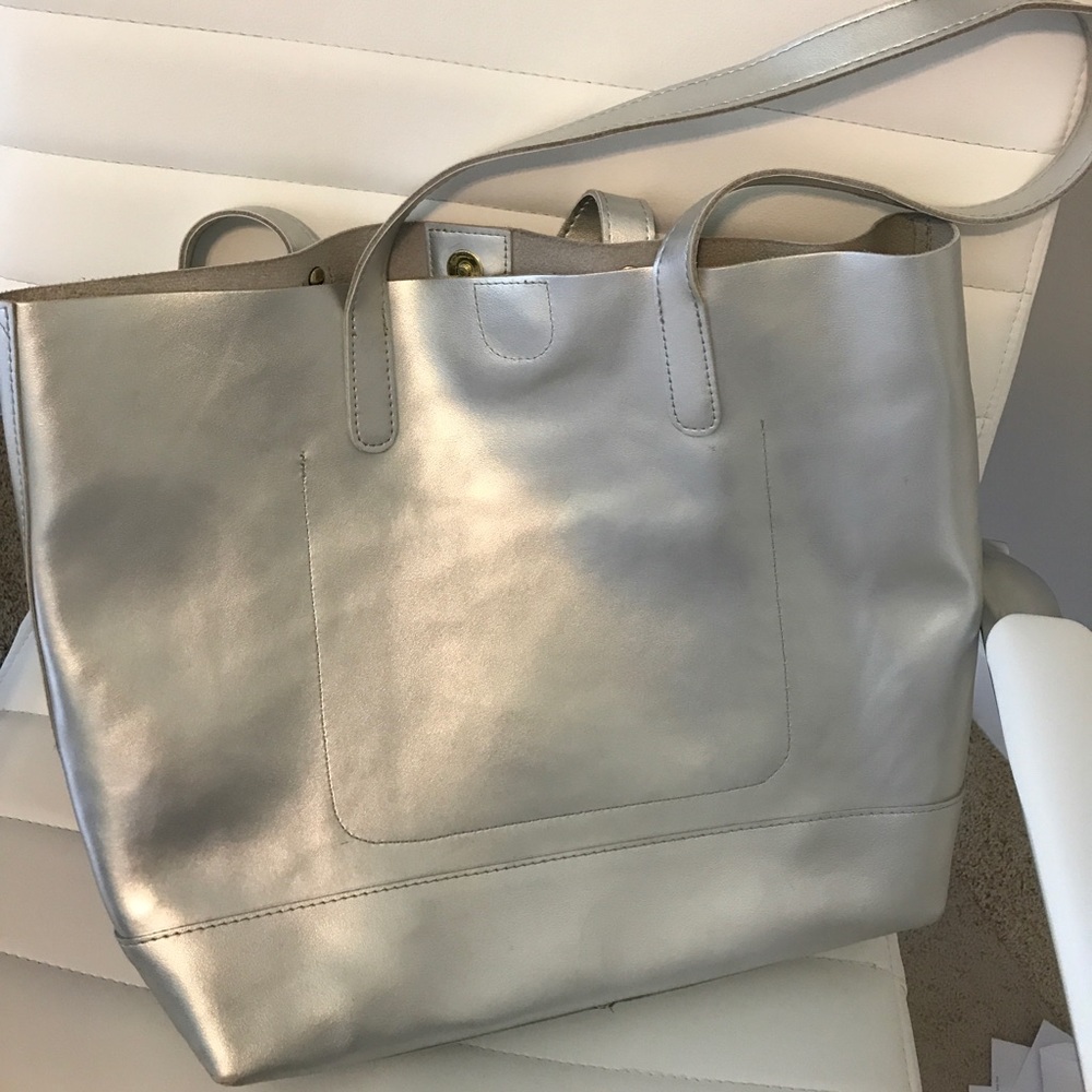 Emma Fox Bag!! Silver leather tote!