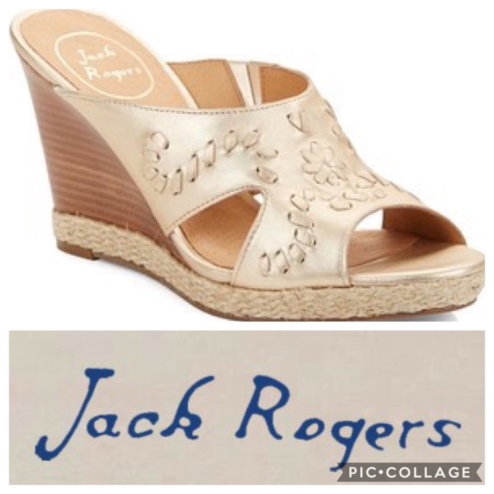 Jack Rogers Sophia Wedge Sandal {Platinum} 8.5, 9