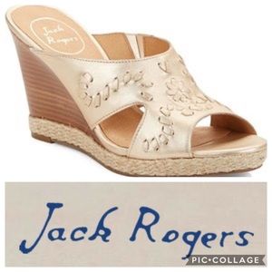Jack Rogers Sophia Wedge Sandal {Platinum} 8.5, 9