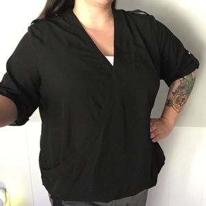 Sheer black wrap top