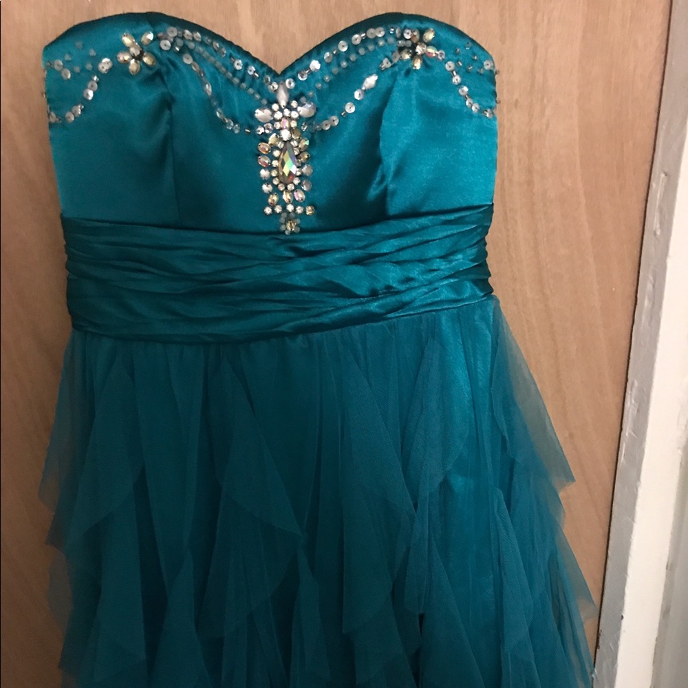 my michelle tulle strapless rhinestone dress