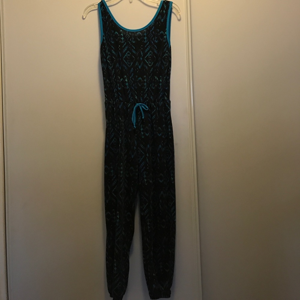 Girls black and blue jumpsuit
