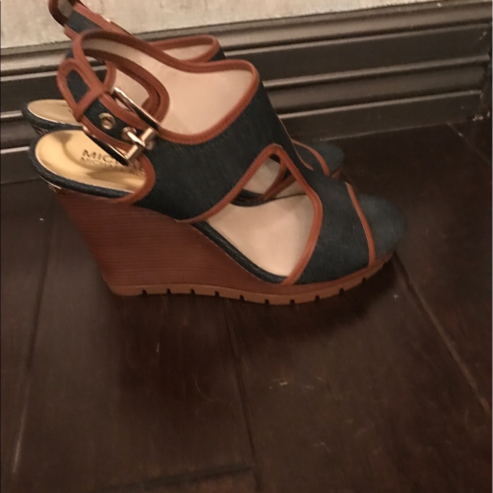Michael Kors Wedges - denim and camel