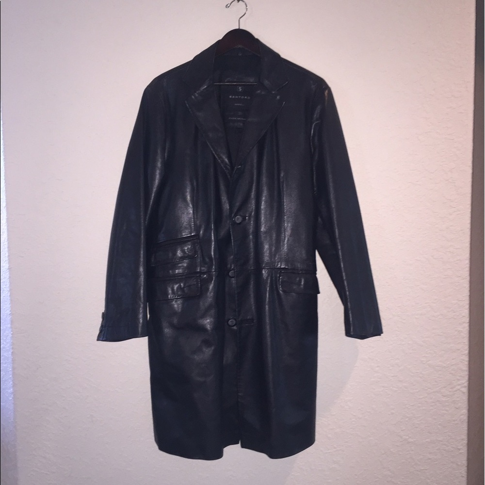 Santoro Napoli mens black leather jacket