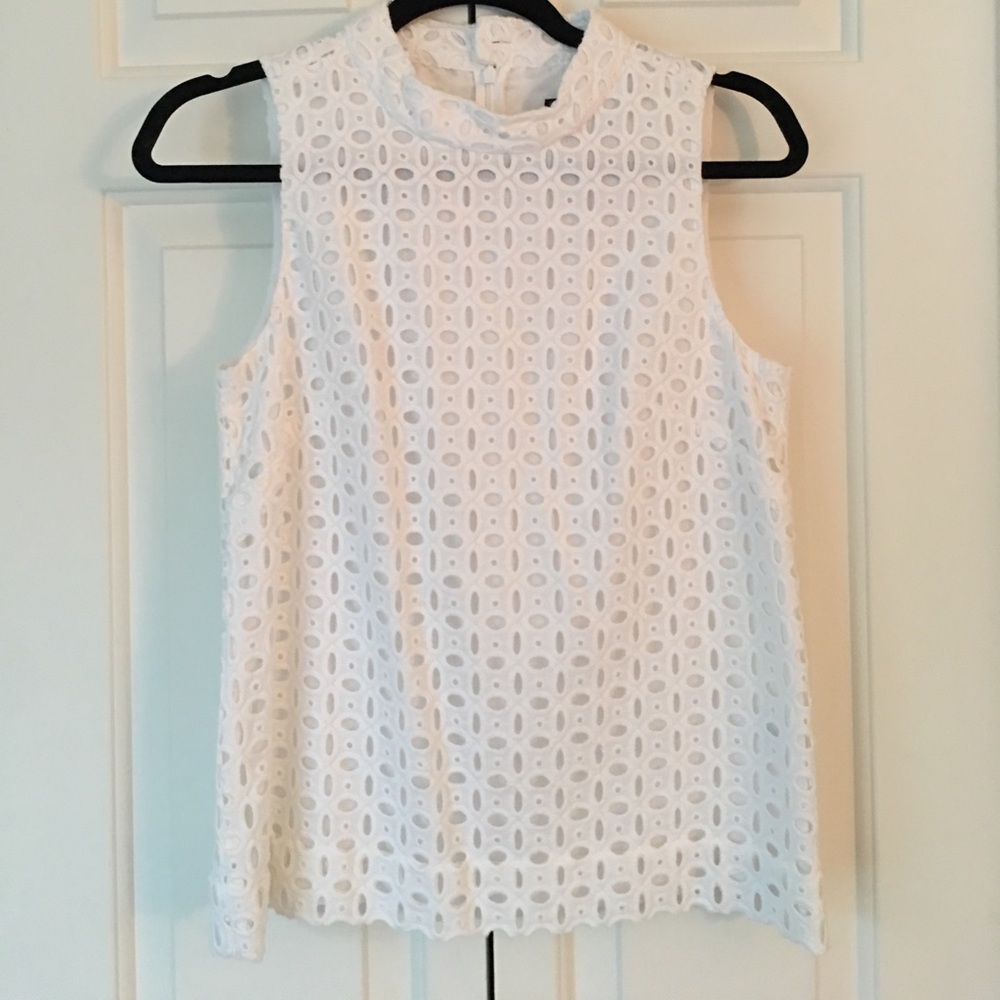 J. Crew Factory high neck sleeveless eyelet top