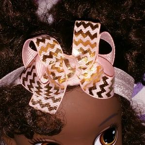 Baby Headband (Blush and Gold Boutique Bow)