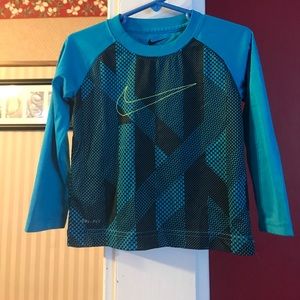 Long sleeve workout material shirt