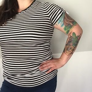 MK striped tee with ruching
