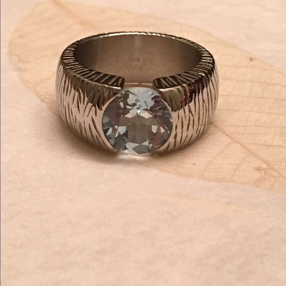 Blue Topaz stainless steel ring