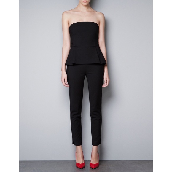 peplum jumpsuit black