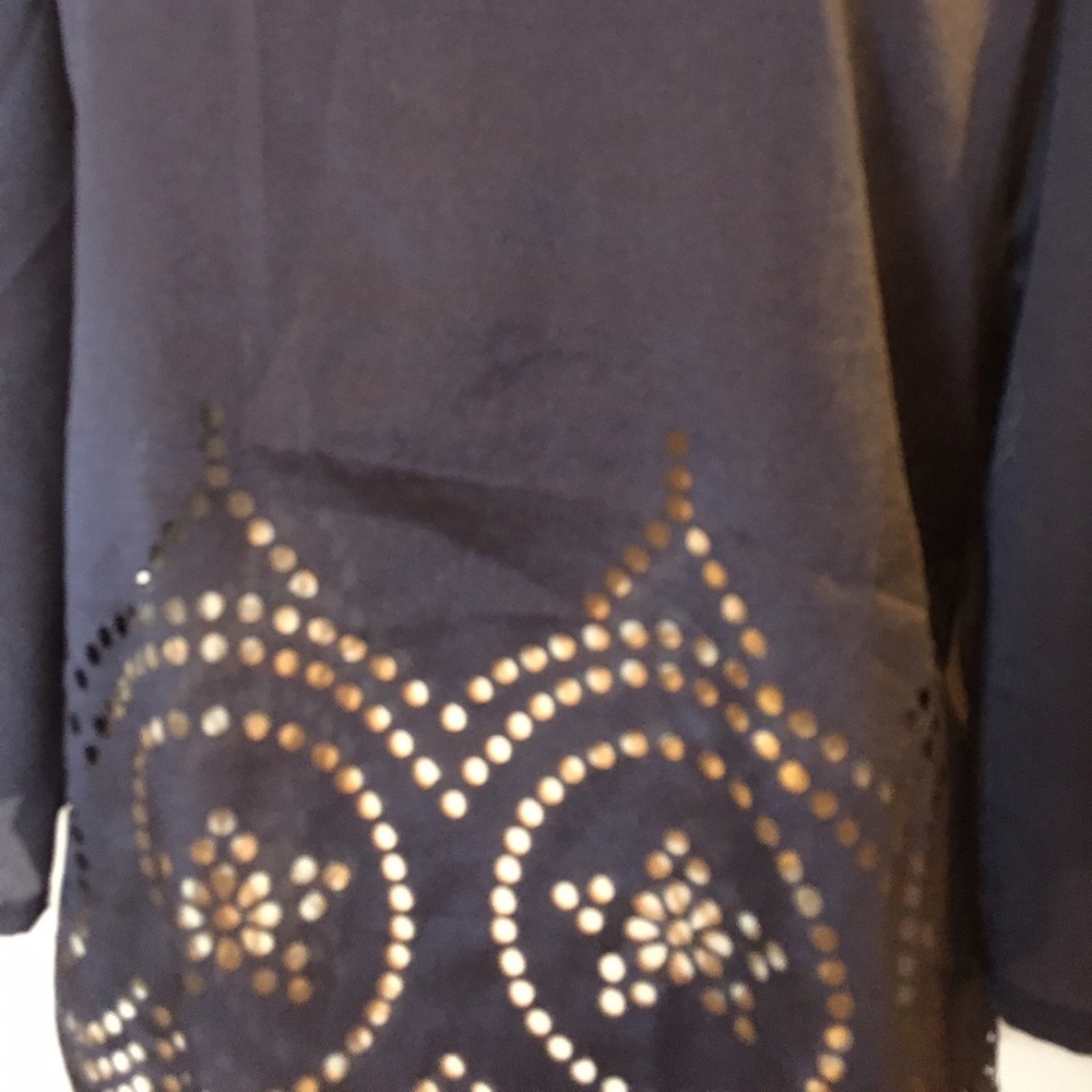 1 left! Navy Off Shoulder Top - Picture 3 of 3