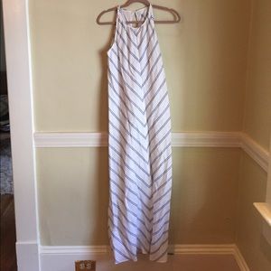 White and blue striped maxi JCREW