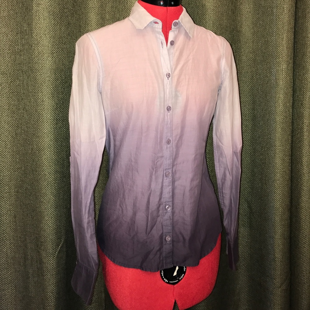 H&M Purple Grey Ombré Button Up Shirt Top