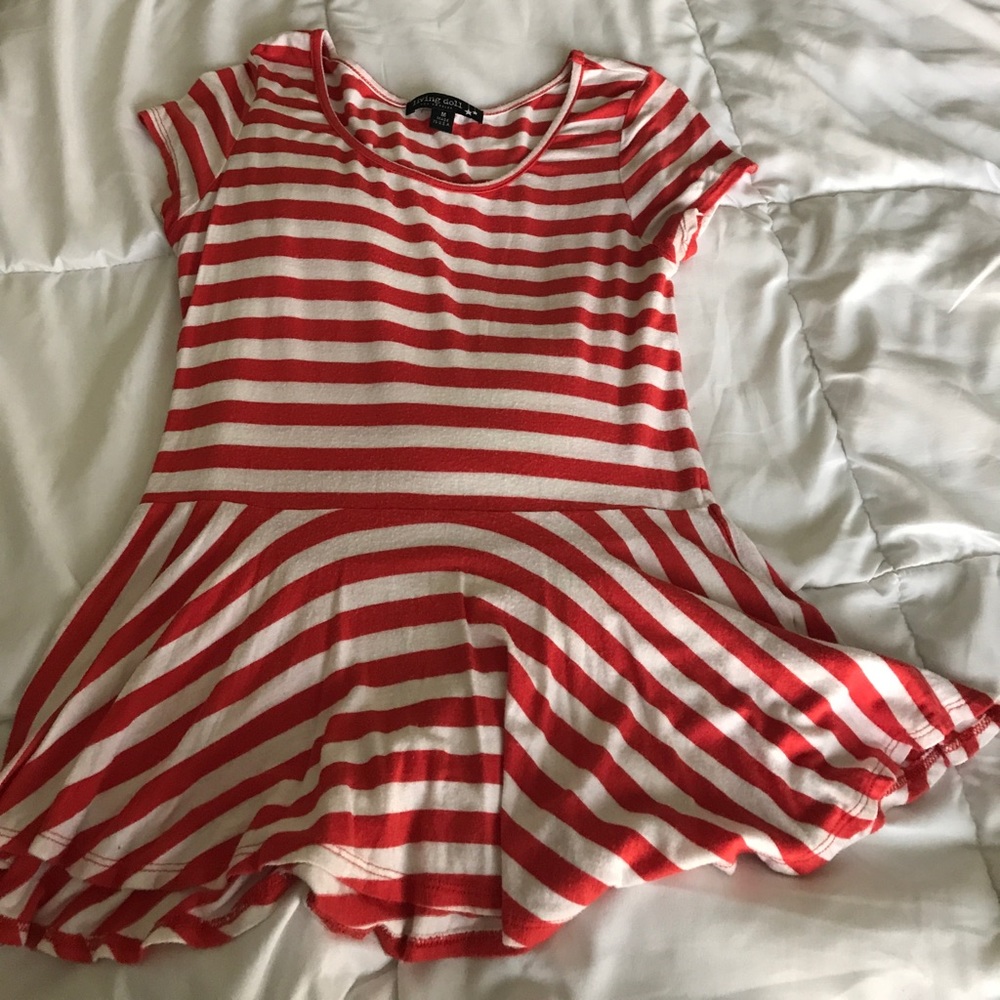 Orange and white striped peplum top