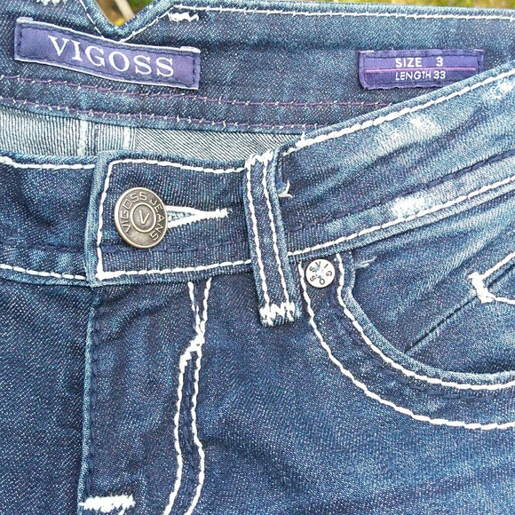 Vigoss jeans size 3 inseam 33 dark destress - Picture 1 of 3