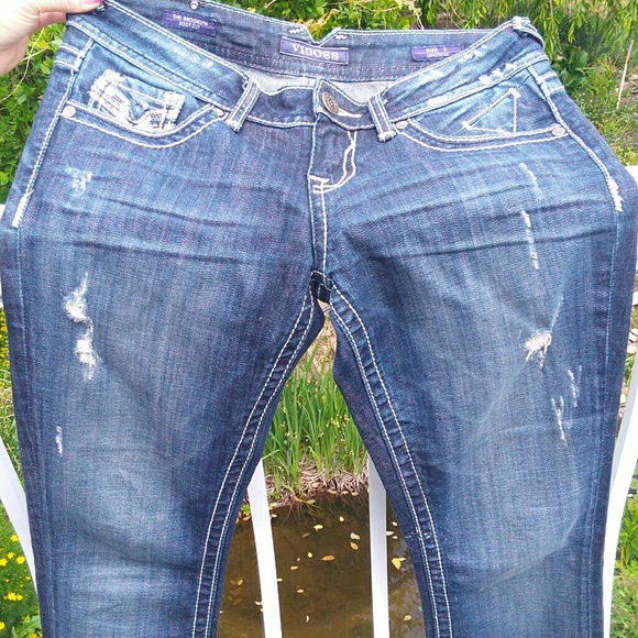 Vigoss jeans size 3 inseam 33 dark destress - Picture 3 of 3