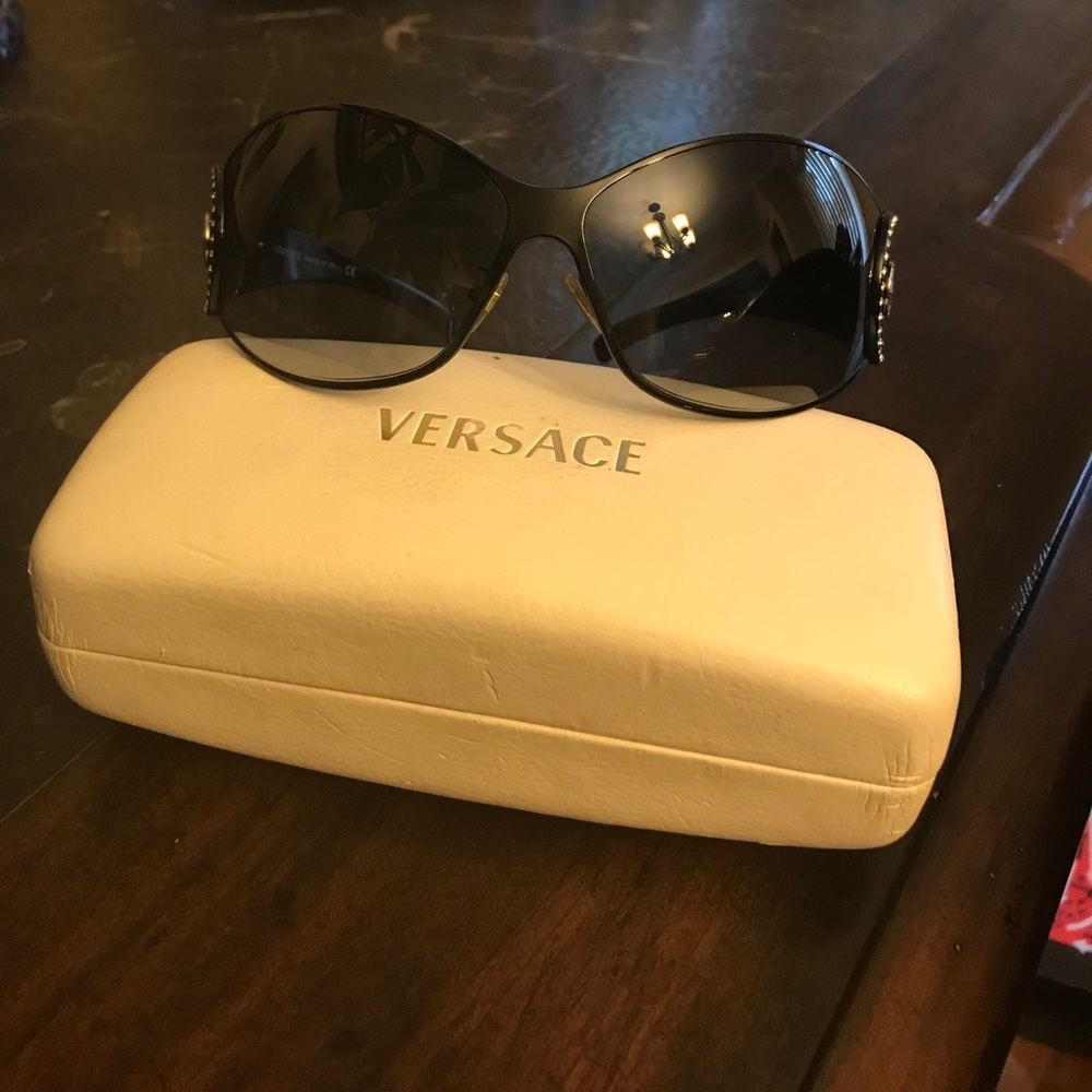Versace black sunglasses with silver rime stone