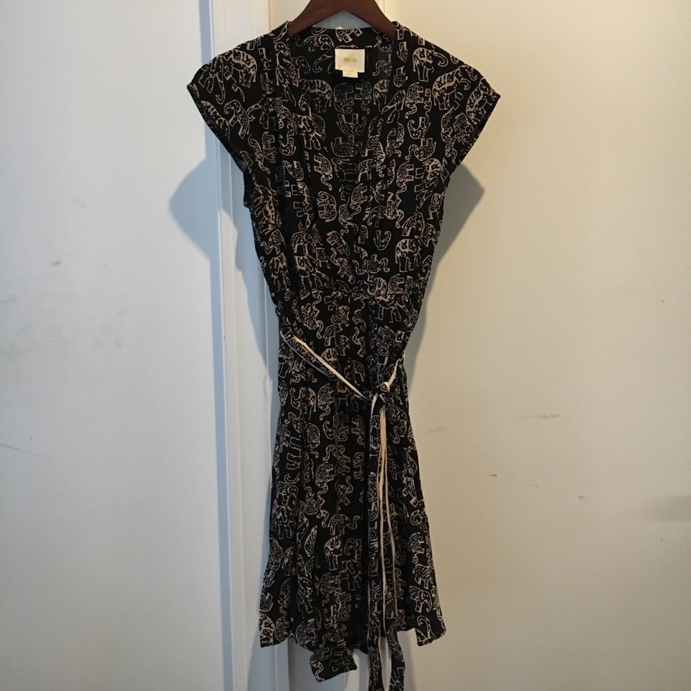 Anthropologie Elephant-Print Wrap Dress