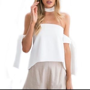 Strapless tie sleeves top