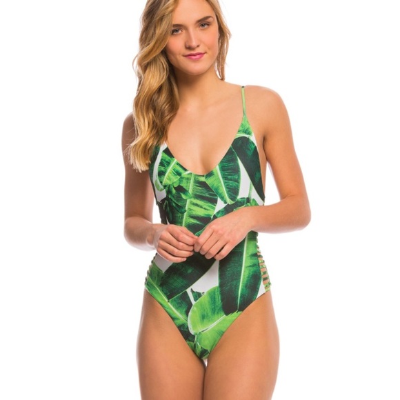 Tropical print one piece bathing suit - Picture 2 of 4