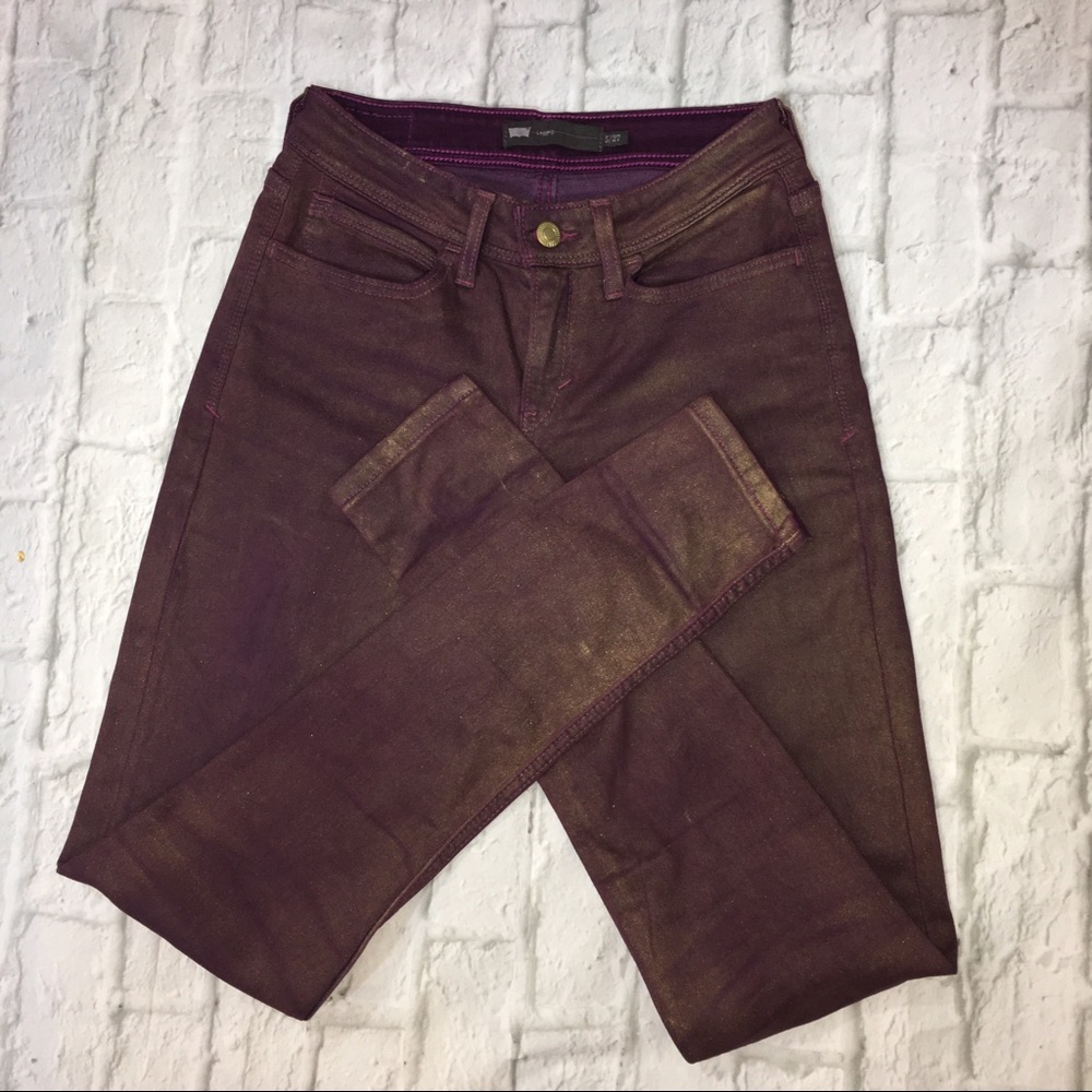 Levi's Jean Leggings Maroon Gold Shimmer Jeggings