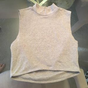 Truly Madly Deeply Mock Neck Gray Crop Top