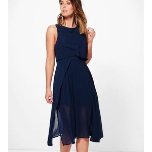 NWT Chiffon double layer midi skater dress