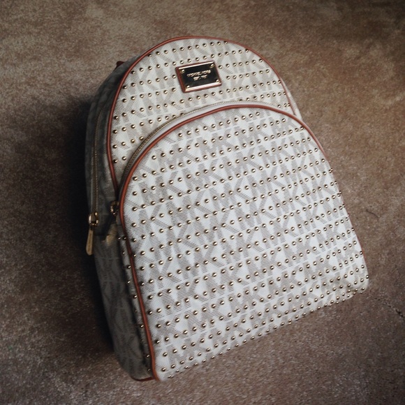 Michael Kors Large Studded Signature PVC Backpack - Picture 1 of 4