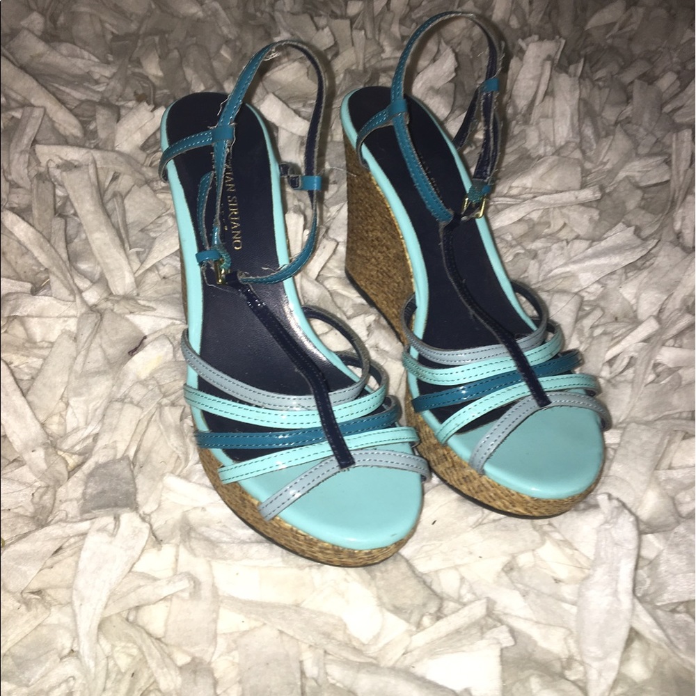 Blue summer wedges