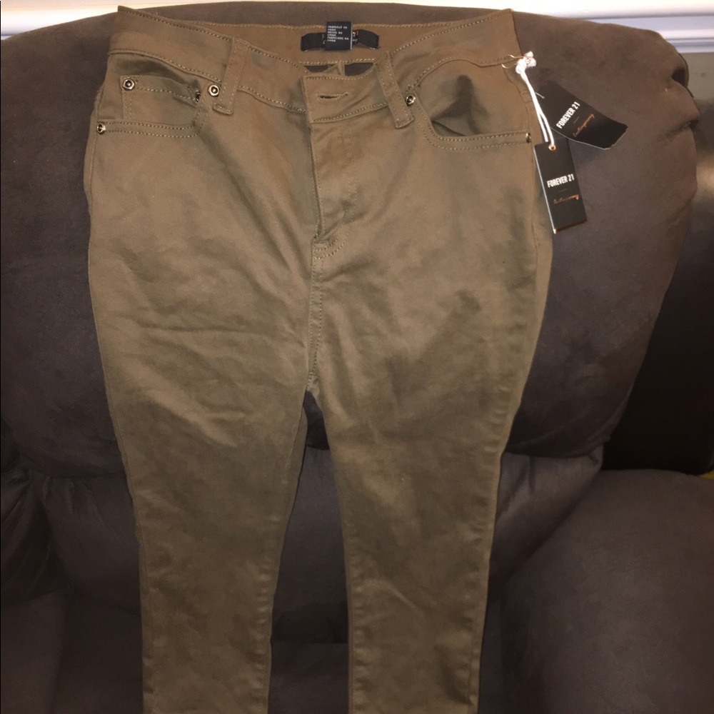 Forever 21 Contemporary olive skinny jeans
