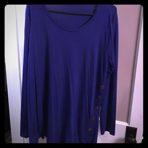 Navy long sleeve shirt with button accent plus siz