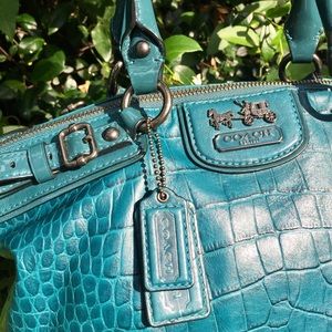 Coach Teal Croc Satchel
