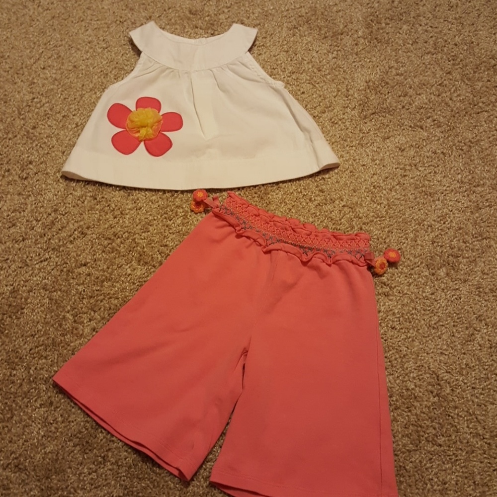 Coral & White Baby Girl Outfit