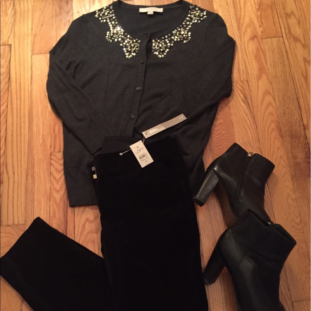 Loft black velvet skinny ankle pants Marisa fit