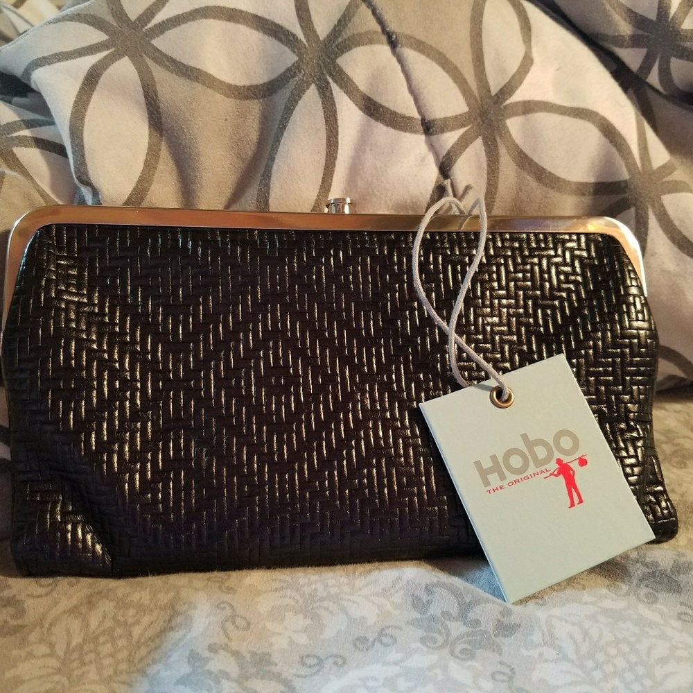 NWT Black Embossed HOBO Int'l Lauren Wallet