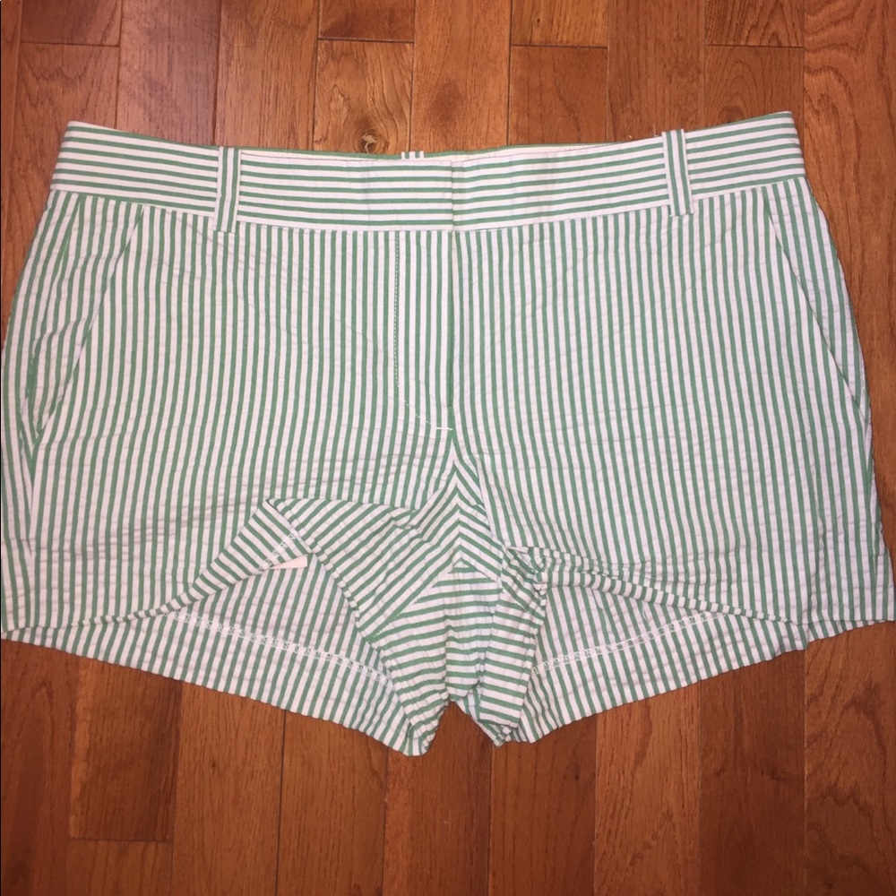 J. Crew City Fit Shorts - Light Green Seer Sucker