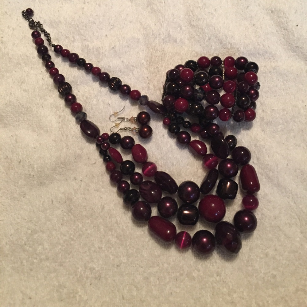 Wine color jewelry set