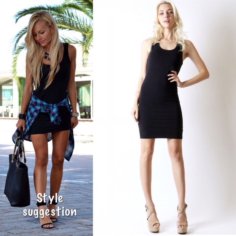 Black bodycon tank dress