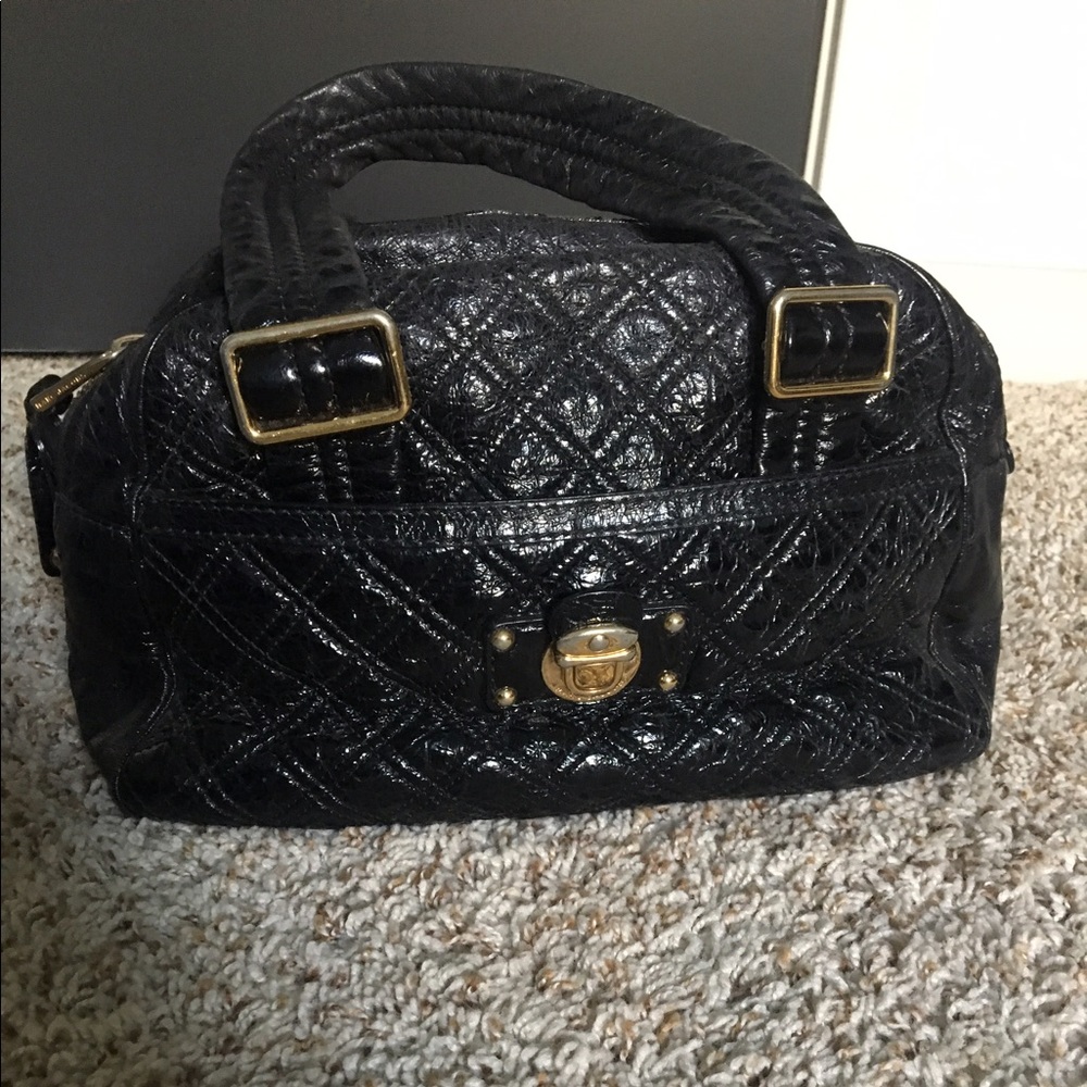 Marc Jacobs Blk Quilted Patent Leather Purse