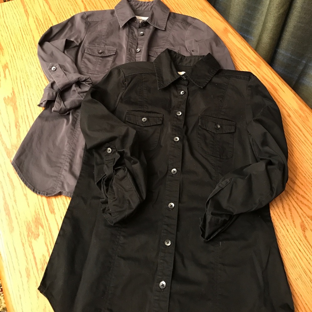Gap TWO FOR ONE Grey & Black Button Up Shirt Tops