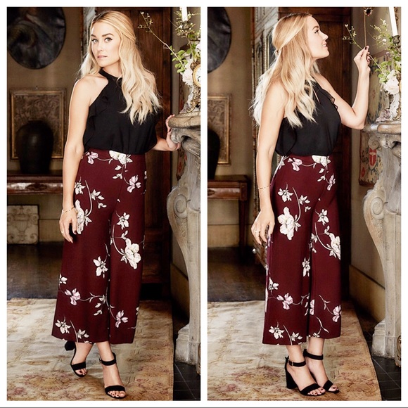 LC Lauren Conrad Pants - Lauren Conrad Runway Floral Wide Leg Pants