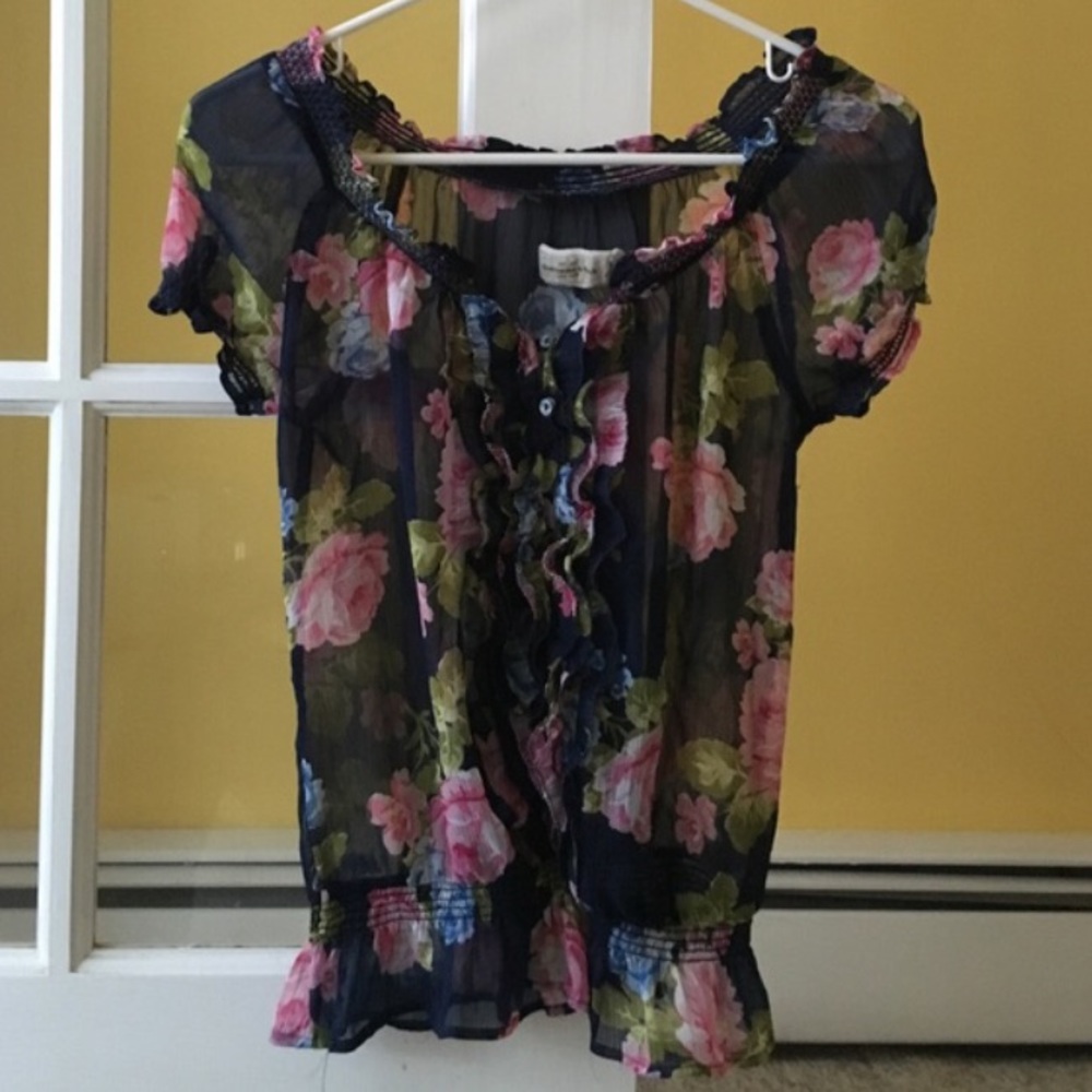 Abercrombie & Fitch sheer floral blouse